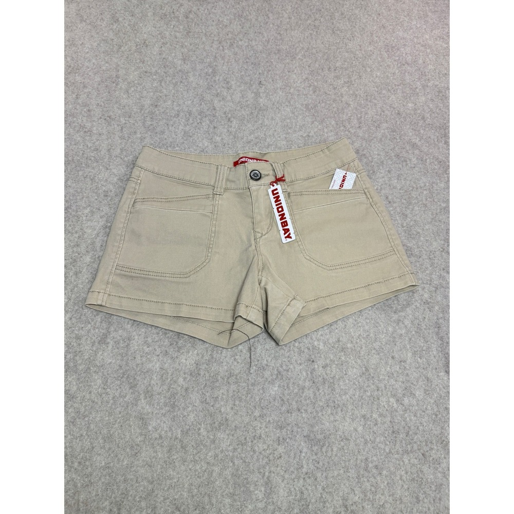 Unionbay Womens Khaki Tan Cargo Utility Shorts Low Rise Stretch Size 5 27W NEW